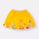 Saia Tule Pompom Amarelo - Minibossa